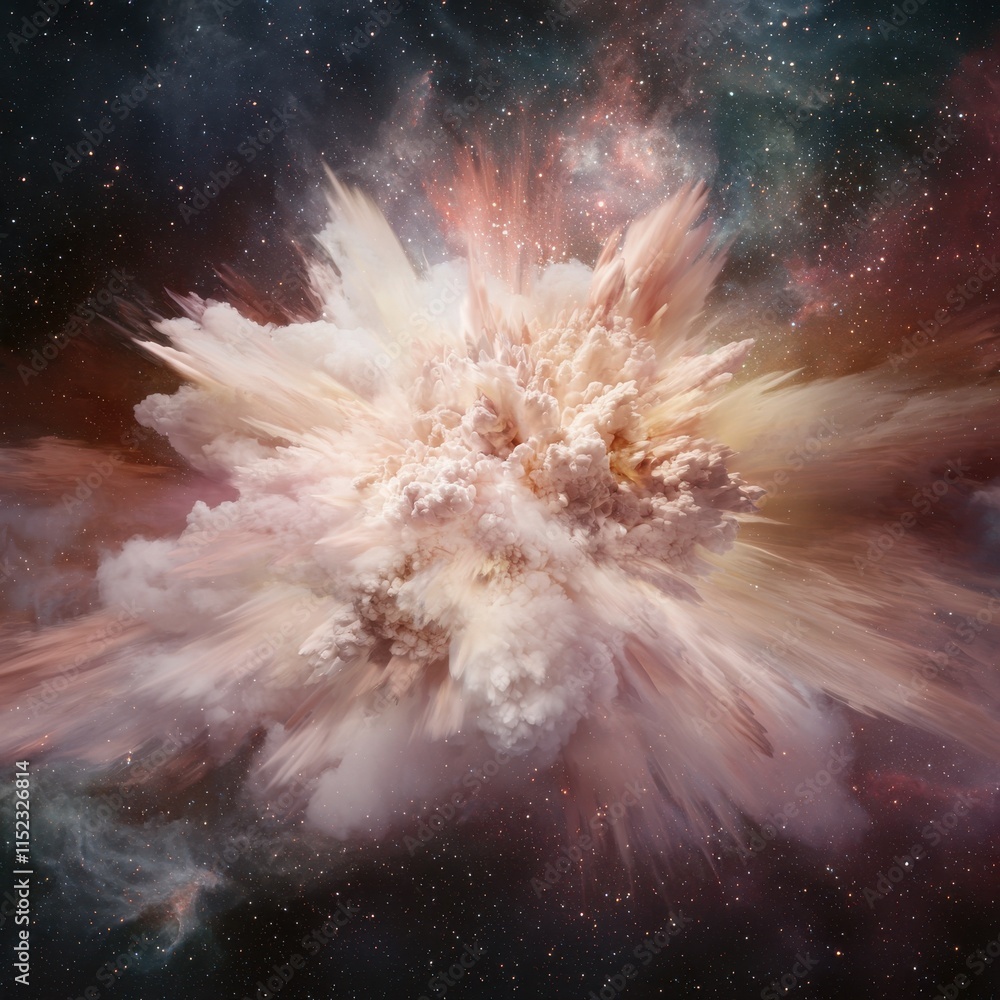 Aufkleber explosive abstract color burst cosmic space digital art surreal environment dynamic viewpoint visual
