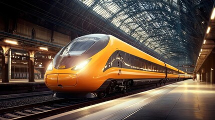 Naklejka premium High-speed train arriving at the station.