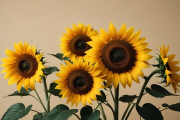 Obraz premium there are many sunflowers in a vase on a table