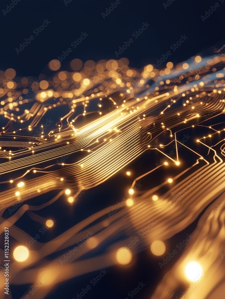 Poster illuminating digital circuitry virtual realm abstract artwork high-tech environment close-up view te