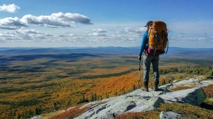 Obraz premium Hiking adventure remote wilderness nature photography autumn landscape scenic overlook outdoor exploration