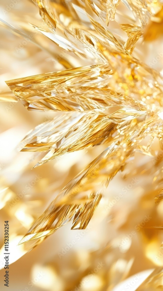 Poster dynamic flow of liquid gold merging into sharp geometric shapes abstract art close-up bright environ