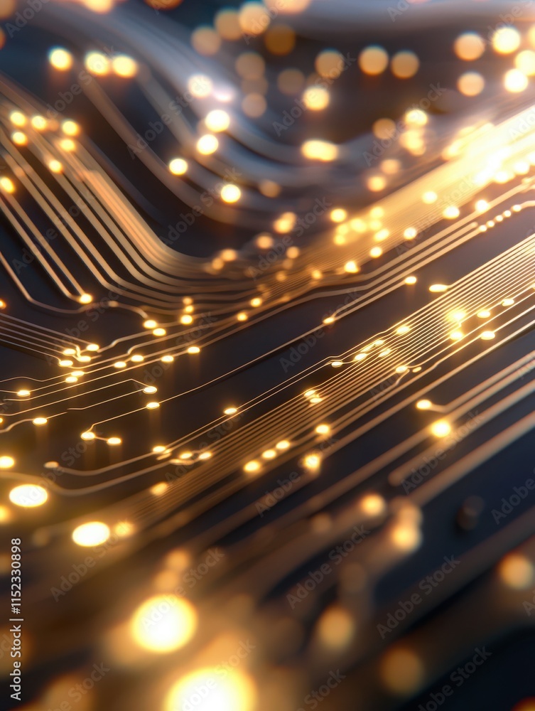 Poster illuminating digital circuitry abstract art technology studio close-up glowing concepts for creative