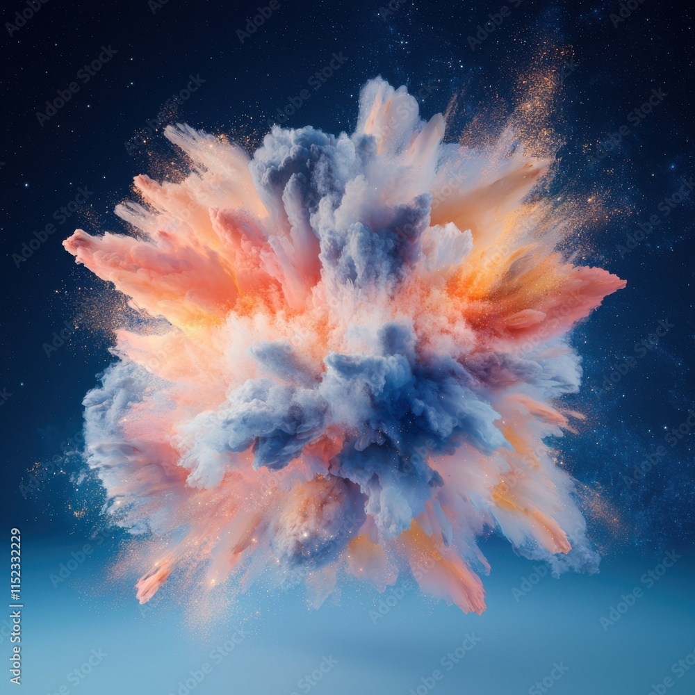 Poster dynamic abstract color explosion digital art visual representation creative space high angle vibrant