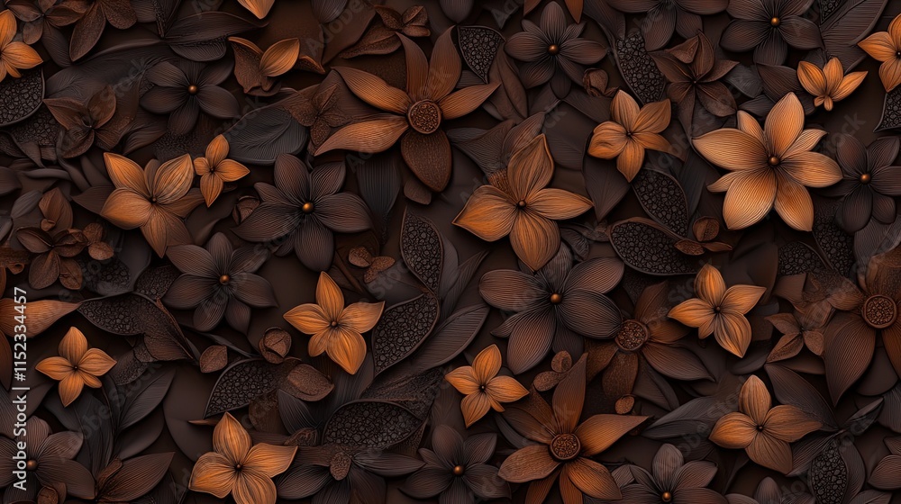 Poster this design features a seamless pattern of lily flowers in subtle light brown tones, presenting a so