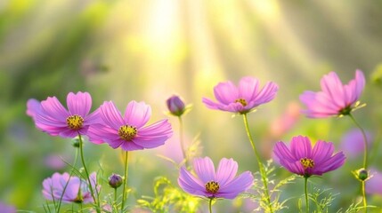 Fototapeta premium Delicate blossoms dance in sunlight nature garden floral photography serene atmosphere close-up beauty of spring