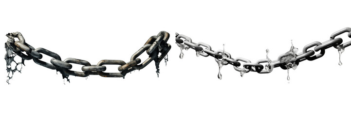 Set of a broken chain, isolated on transparent background.