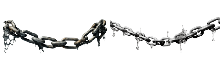Set of a broken chain, isolated on transparent background.