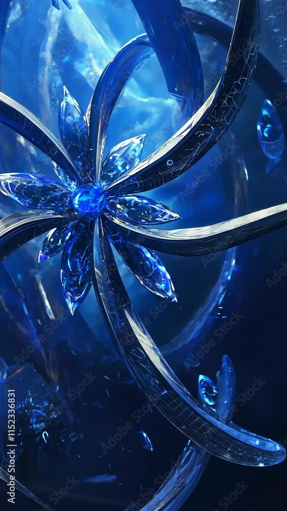 Aufkleber intricate blue crystal pattern showcasing dynamic design and texture with reflective surfaces in a d