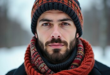 A man with a beard and a knitted hat looks into the camera.