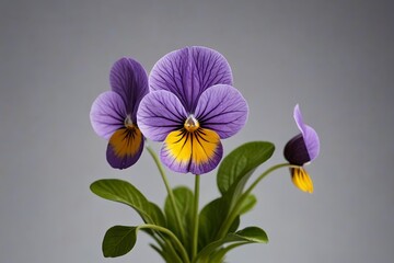 purple and yellow flowers in a vase on a table