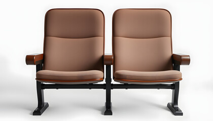 Obraz premium Two vintage movie theater chairs isolated on white, photo