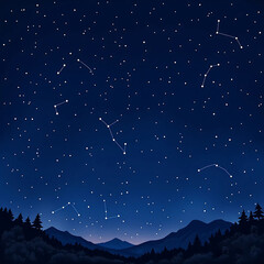 Fototapeta premium Blue night starry sky, space, background for screensaver. Astrology, horoscope, zodiac signs