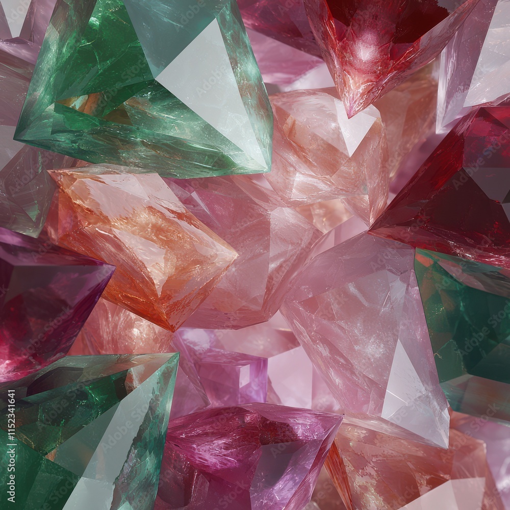 Poster vibrant kaleidoscope of abstract gemstone fractals digital art creation colorful patterns detailed v