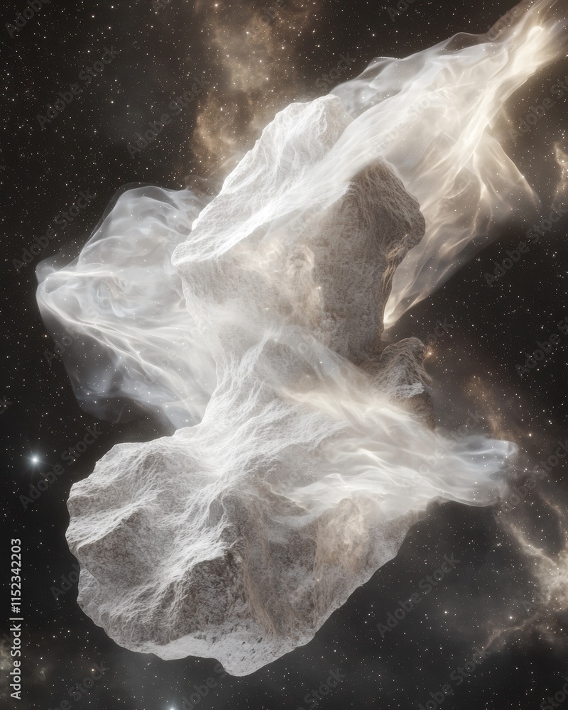 Aufkleber cosmic stone merging with stars outer space abstract art stellar environment captivating viewpoint