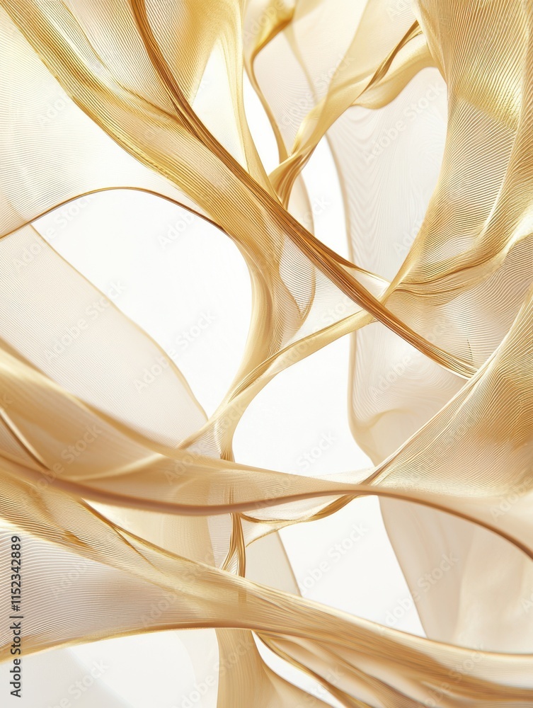 Poster abstract golden branches weaving through a glowing fabric artistic composition minimalistic style cl