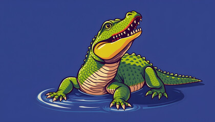 Naklejka premium Illustration of alligator, vibrant, with white tones