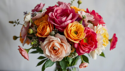 vintage flowers bouquet, professional photography, with white tones