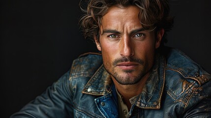 Obraz premium Close-up of a young male model in a designer's eyewear collection, showcasing the fashion-forward frames and modern style
