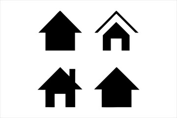 Simple monochrome house icon set