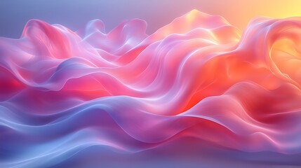 Obraz premium Abstract pastel pink, orange, and blue fabric waves flowing.