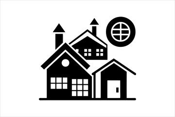 Simple monochrome house icon set