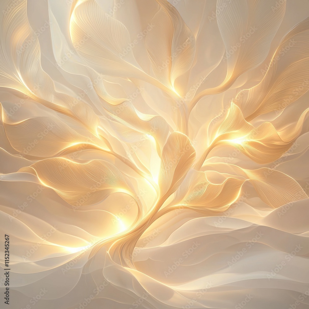 Poster illuminated abstract tree with glowing branches artistic design digital art ethereal environment clo