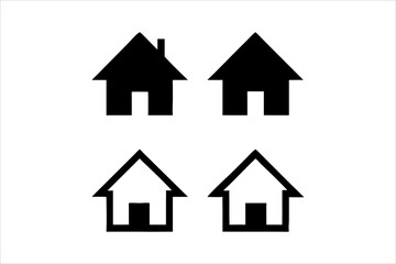 Simple monochrome house icon set