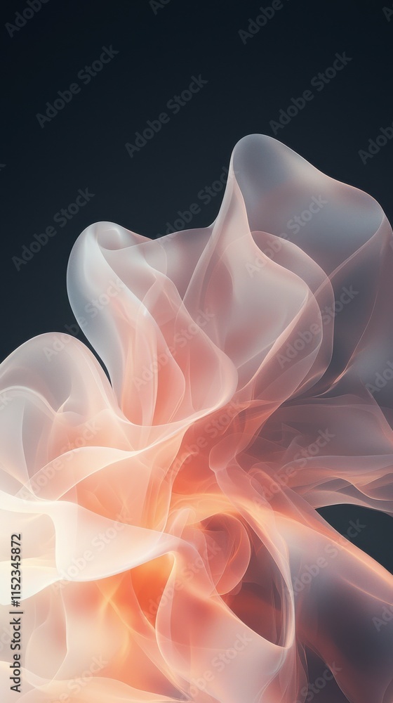 Aufkleber ethereal glow of abstract shapes digital art peach fuzz tones minimalist environment soft illuminati