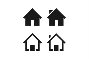 Simple monochrome house icon set