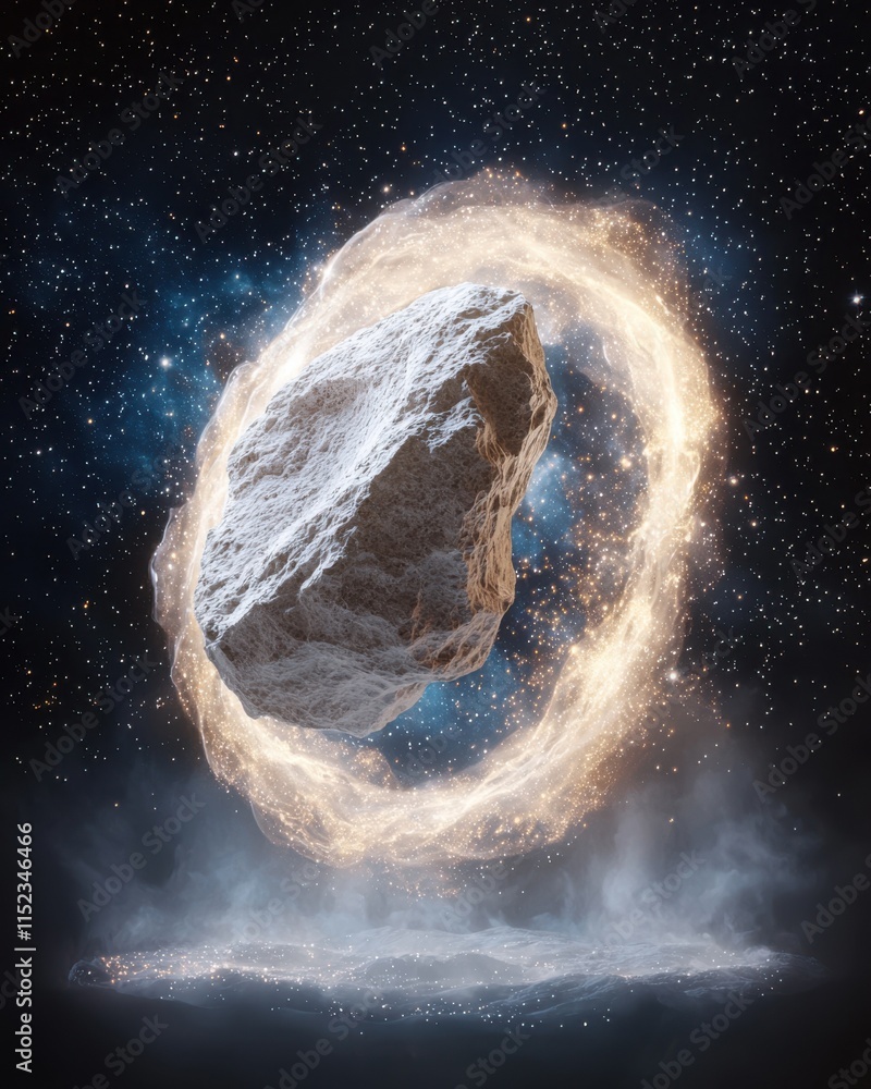 Poster cosmic stone merging with stars outer space digital art celestial environment abstract view cosmic c