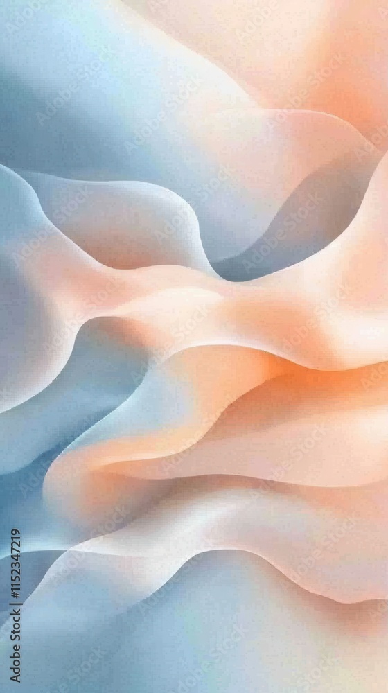 Aufkleber dynamic abstract design with peach fuzz tones melting into soft waves digital art tranquil environme