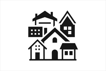 Simple monochrome house icon set