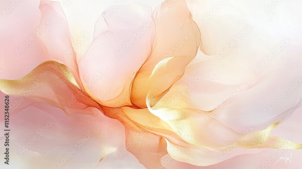 Aufkleber abstract painting with peach fuzz gradients artistic studio digital artwork serene environment close