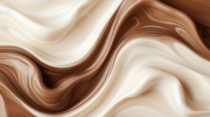 Swirling mocha mousse blending into cream culinary art abstract texture studio setting close-up view for visual delight