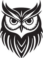 A black and white logo type owl silhouette design