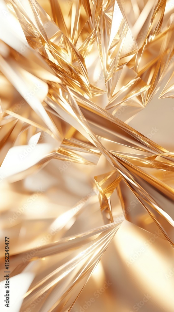Poster abstract flow of liquid gold merging into sharp geometric shapes digital art modern environment clos