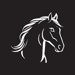A black and white horse silhouette design