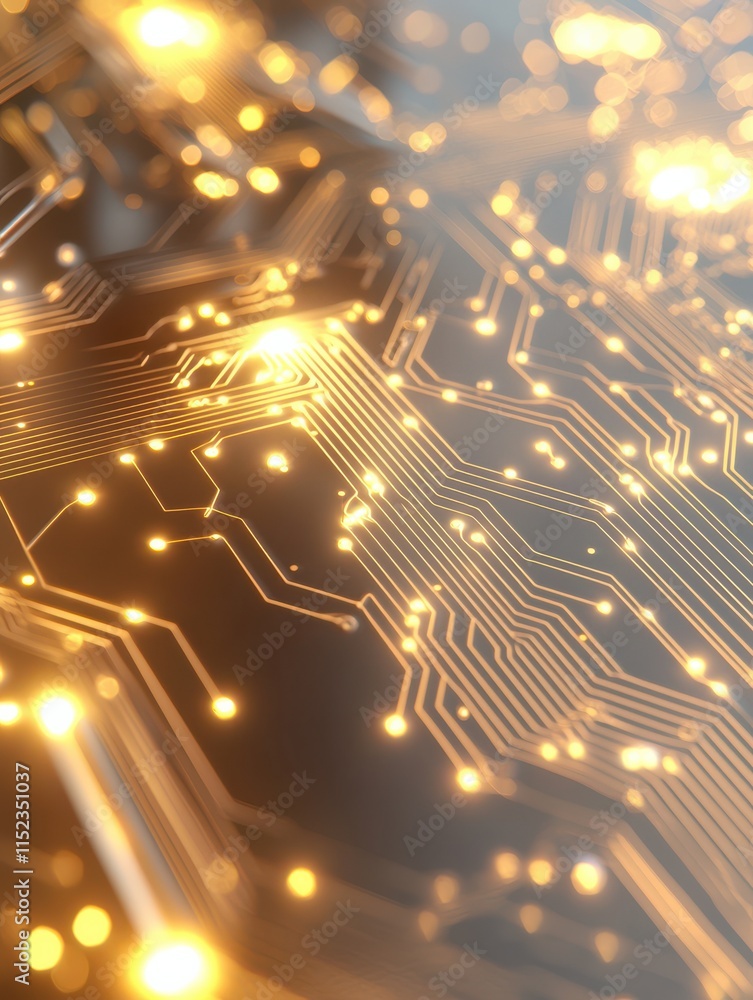 Poster illuminated circuitry patterns digital realm abstract art futuristic environment close-up view techn
