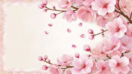 Whimsical art featuring a spring-inspired border background, filled with vibrant flowers, soft pastel colors, and playful elements, evoking a sense of joy, renewal, and the beauty of the season