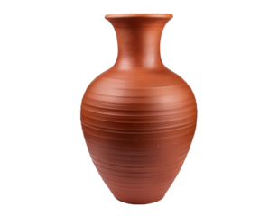 Clay vase isolated on white background, cutout