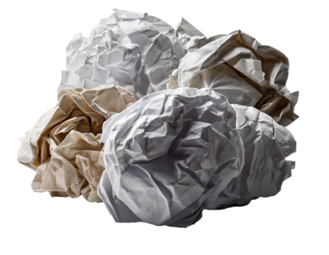 Crumpled up paper balls isolated on white background, cut out
