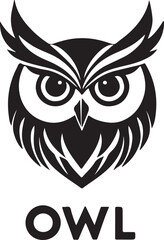 A black and white logo type owl silhouette design