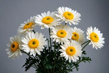 Fototapeta premium there are many white and yellow flowers in a vase