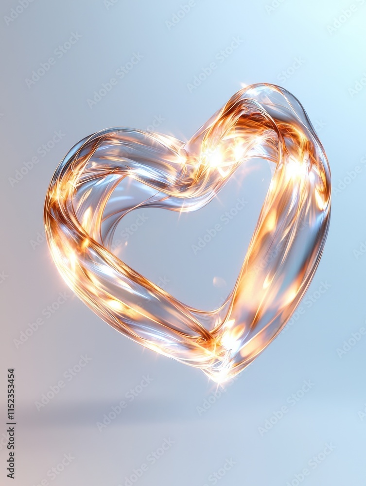 Poster glowing heart abstract shape studio setting digital art minimalist environment close-up view love co