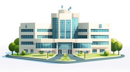  Modern hospital building, flat view  