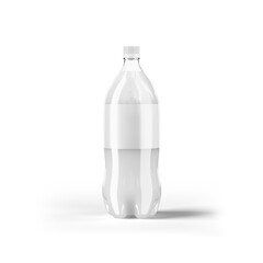 Clear Plastic Soda Bottle with Blank White Label