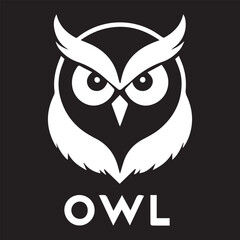 A black and white logo type owl silhouette design