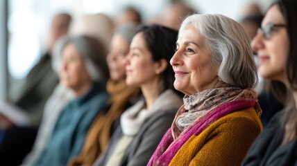 Fototapeta premium Diverse audience attentively engaged in event lecture