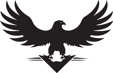 A black and white logo type eagle silhouette design